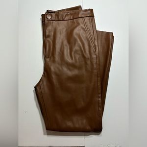 Zara Brown color faux leather leggings Straight Leg